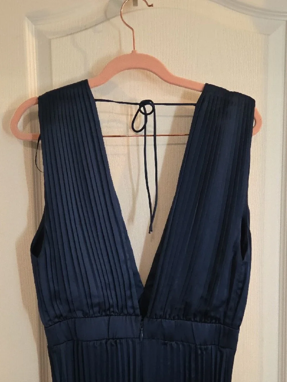 Abercrombie & Fitch Navy Pleated V-Neck Maxi Dress